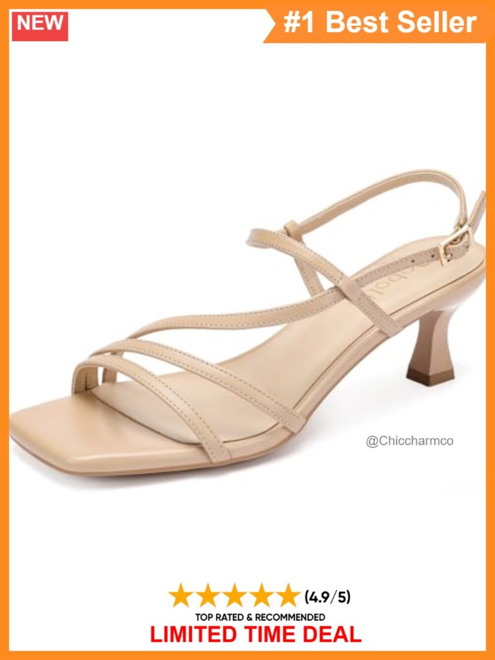 Faux Leather Square Open Toe Low Kitten Heel Strappy Slingback Dress Sandals